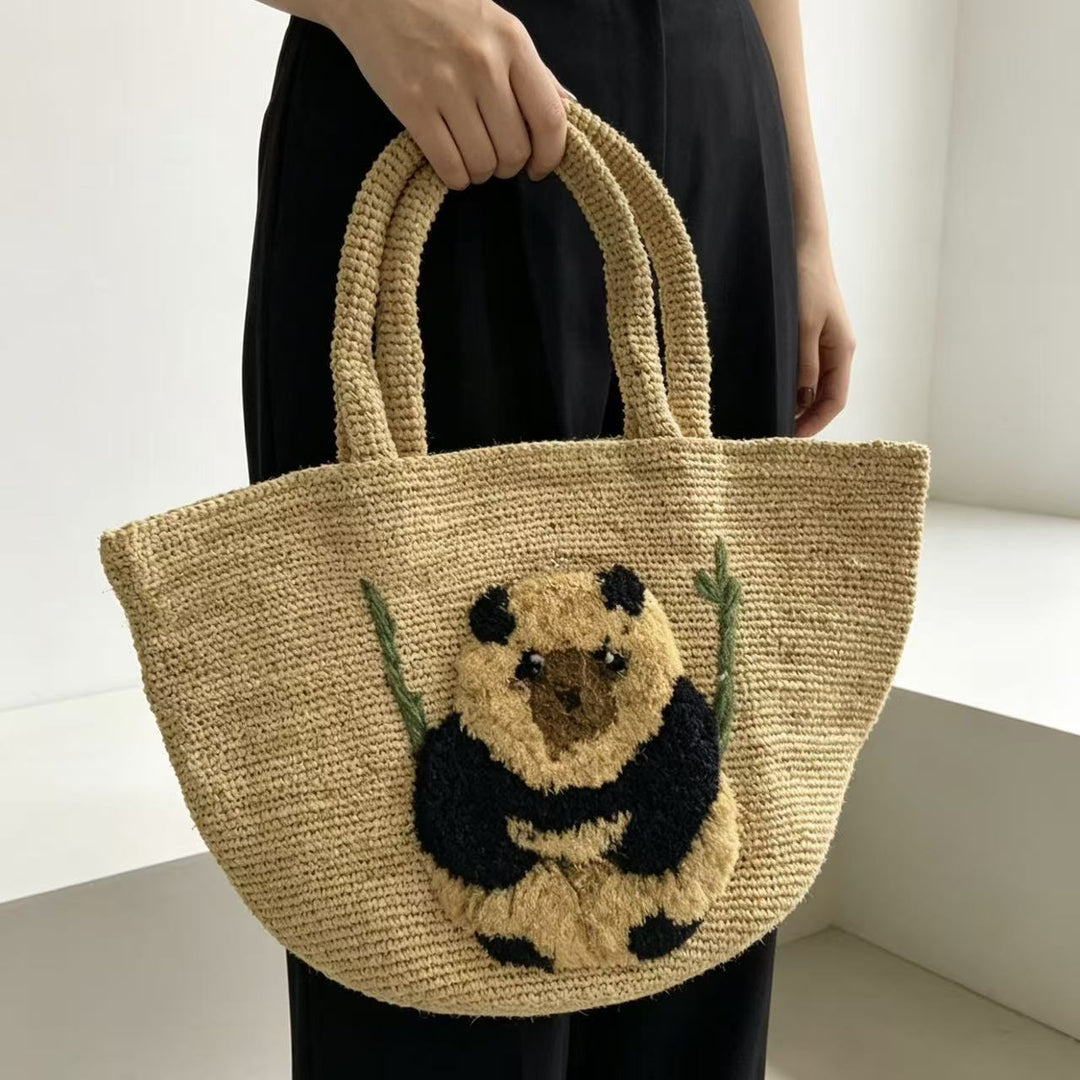 South Sea suitable basket bag with panda motif Stornfield