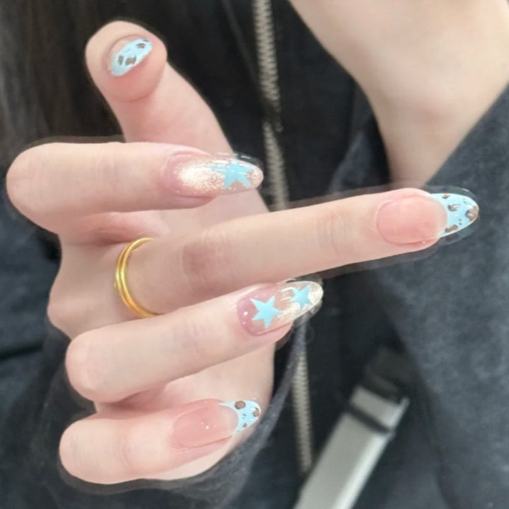 Thematic Press-On Nail Set with Star and Animal Print Stornfield