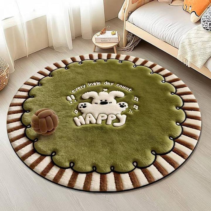 Playful Round Plush Area Rug