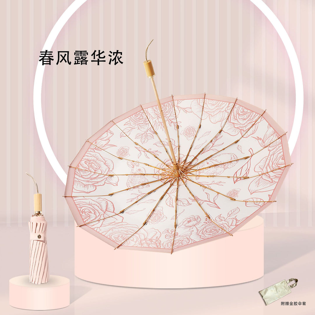 Women's Foldable UV Protection Umbrella with Floral Patterns Stornfield