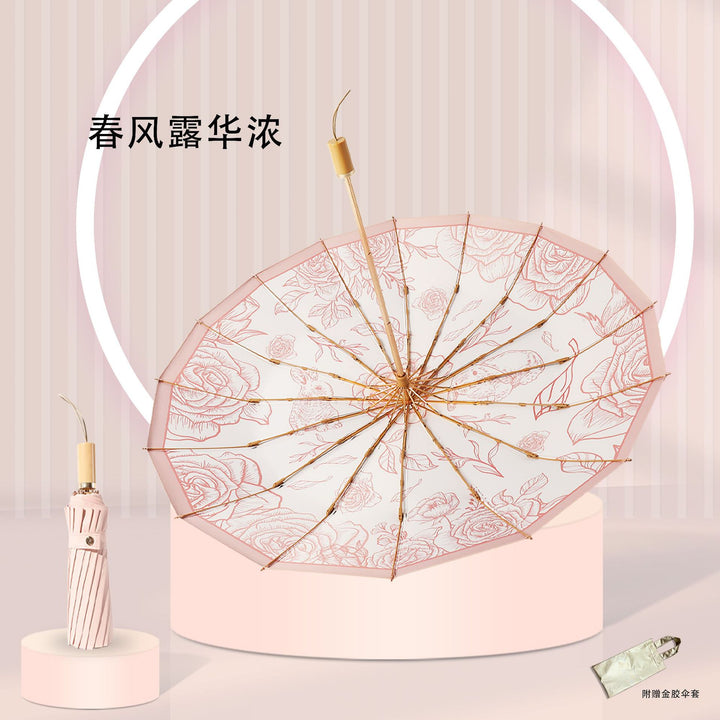 Women's Foldable UV Protection Umbrella with Floral Patterns Stornfield