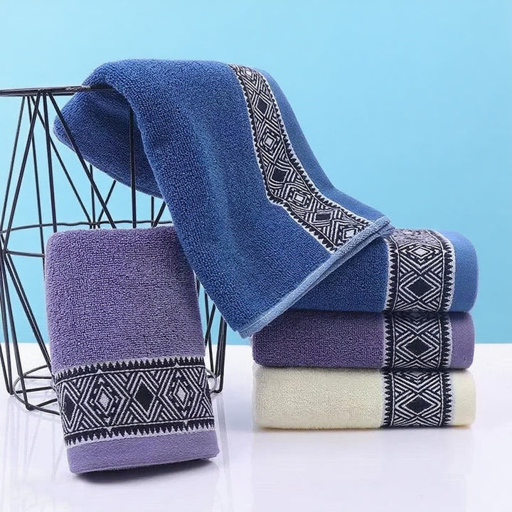 Terry Bath Towel Set With Elegant Geometric Border Stornfield