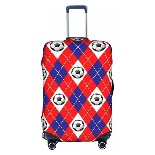 Unisex nan elastic luggage cover with football argyle pattern, tear-resistant stretch cover for trolley with handle and wheel openings Stornfield