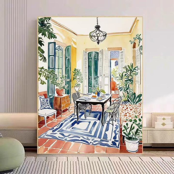 Cozy Living Room Watercolor Art Print Stornfield