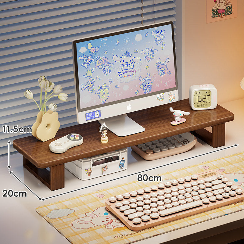 Bamboo Monitor Stand Riser with Under-Shelf Storage Organizer