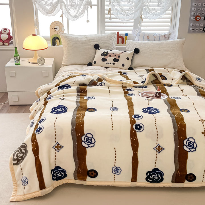 Floral Patterned Fleece Throw Blanket Stornfield