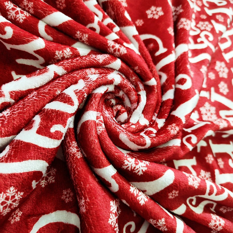 Festive Holiday-Themed Plush Fleece Blanket