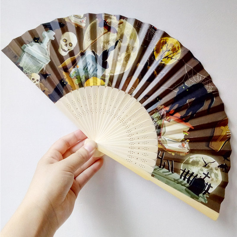 Women decorative fan with Halloween motifs Stornfield
