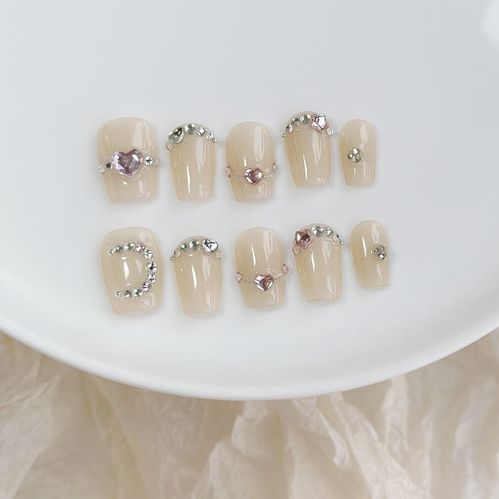 Decorative Crystal-Embellished Press-On Nails