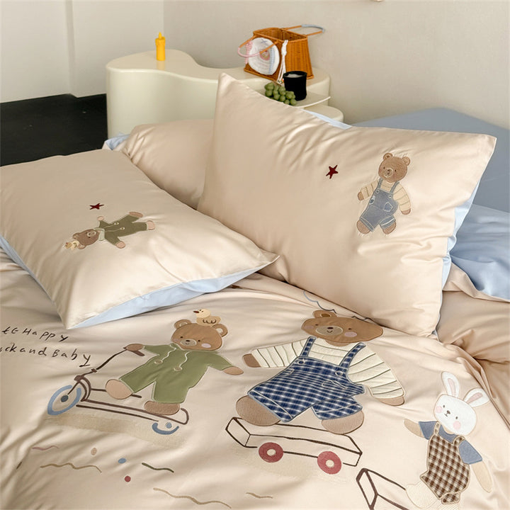 Children's Cartoon Teddy Duvet Cover Bedding Set