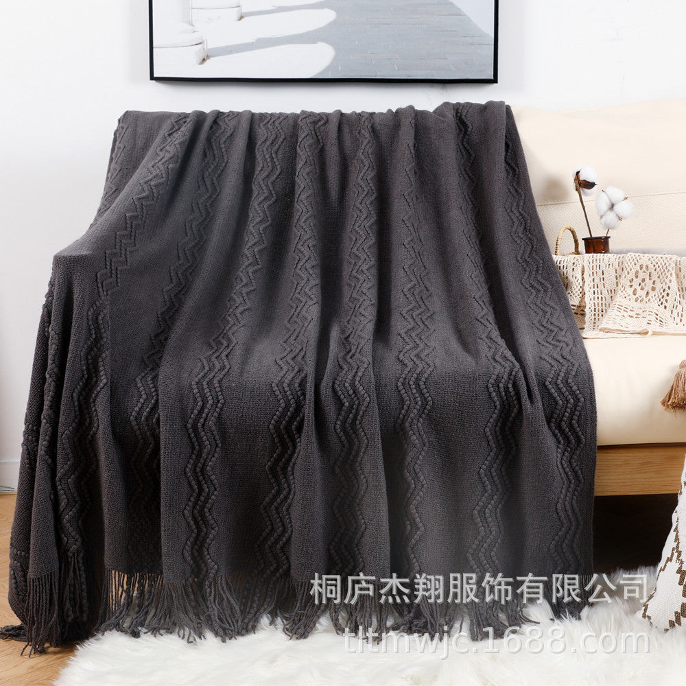 Women Comfortable Knitted Blanket with Modern Zigzag Pattern Stornfield