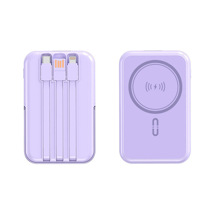 Portable power bank with integrated cable function and wireless charging option Stornfield