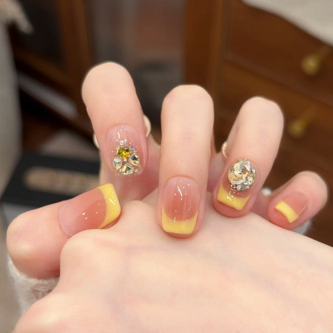 Artistic Tip Press-On Nails with Gem Accents