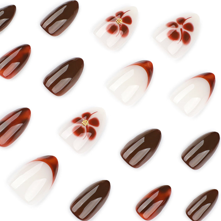 Artful Nail Extensions with Elegant Floral and Glossy Design Stornfield