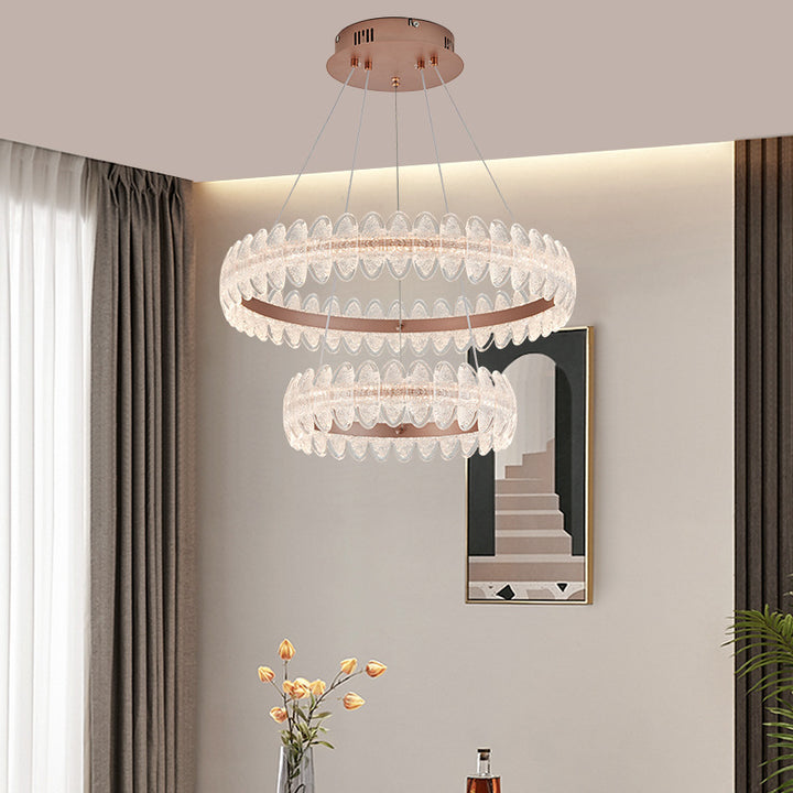 Modern Double Layer Crystal Pendant Light