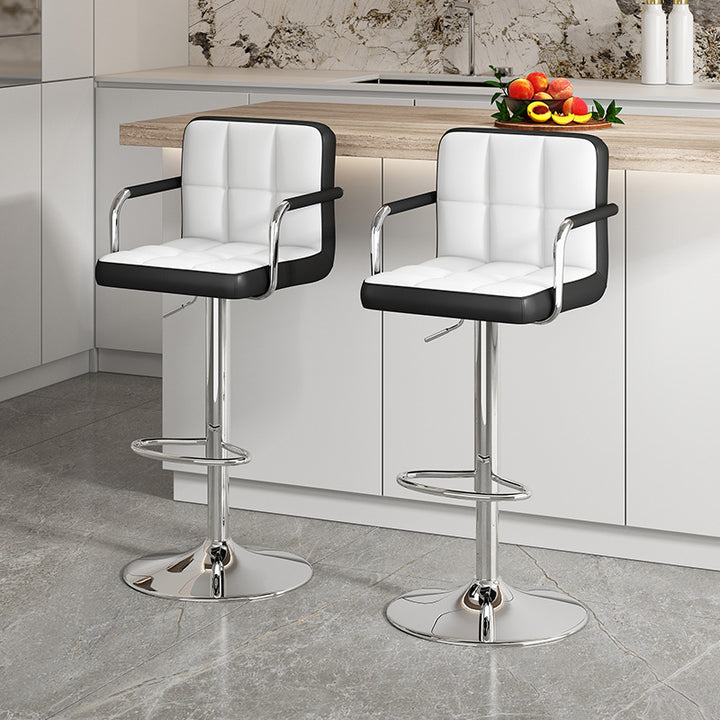 Modern Bar Stool With Functional Height Adjustment And Comfortable Pu Upholstery Stornfield