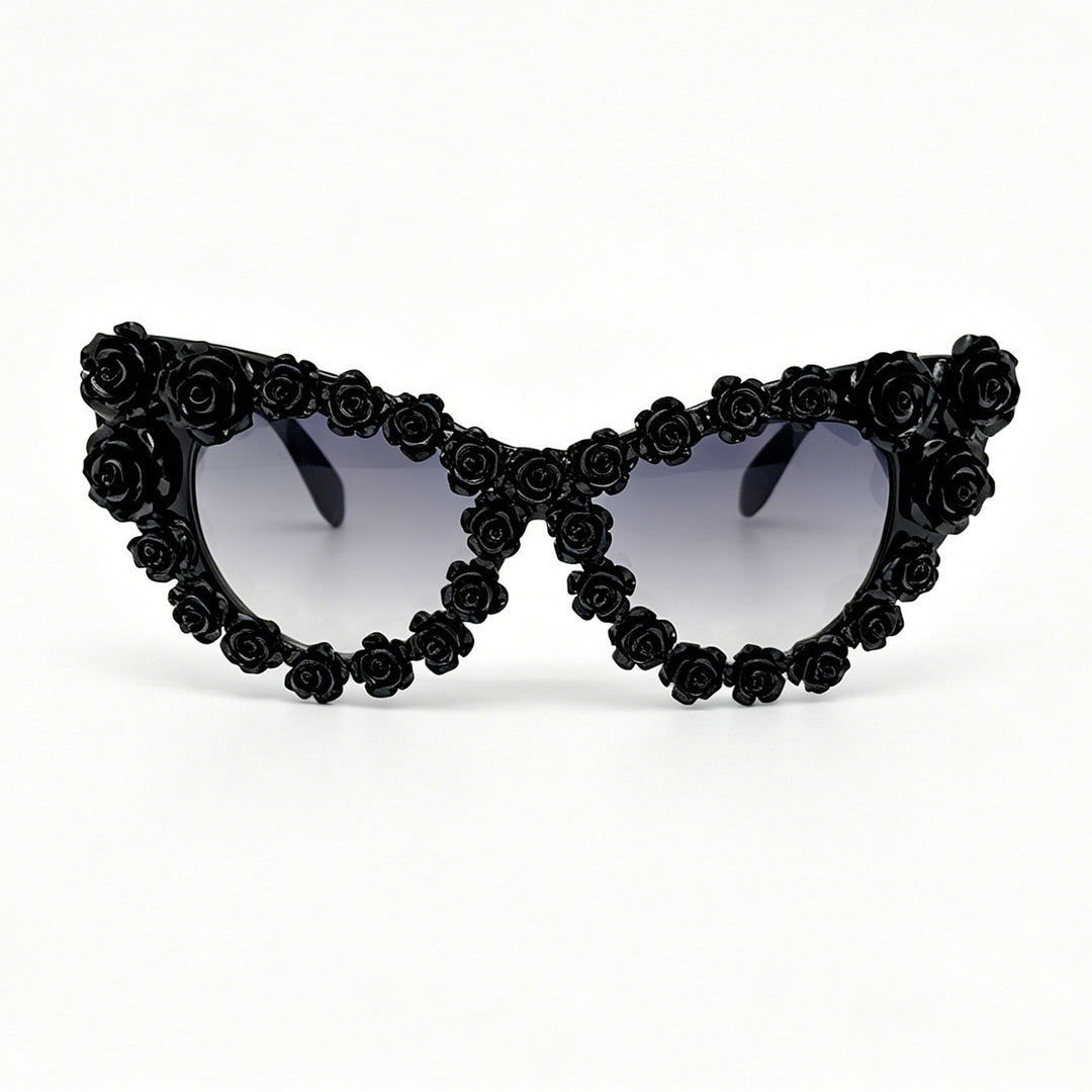 Women's Heart-Shaped Sunglasses with Floral Application Stornfield