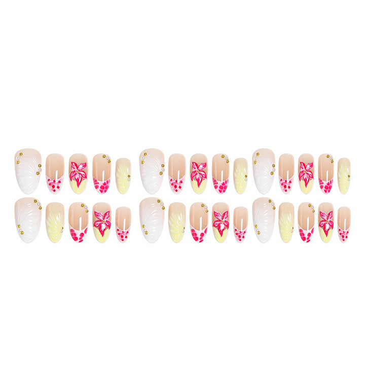 Artificial nail set with floral motifs and elegant embellishments Stornfield