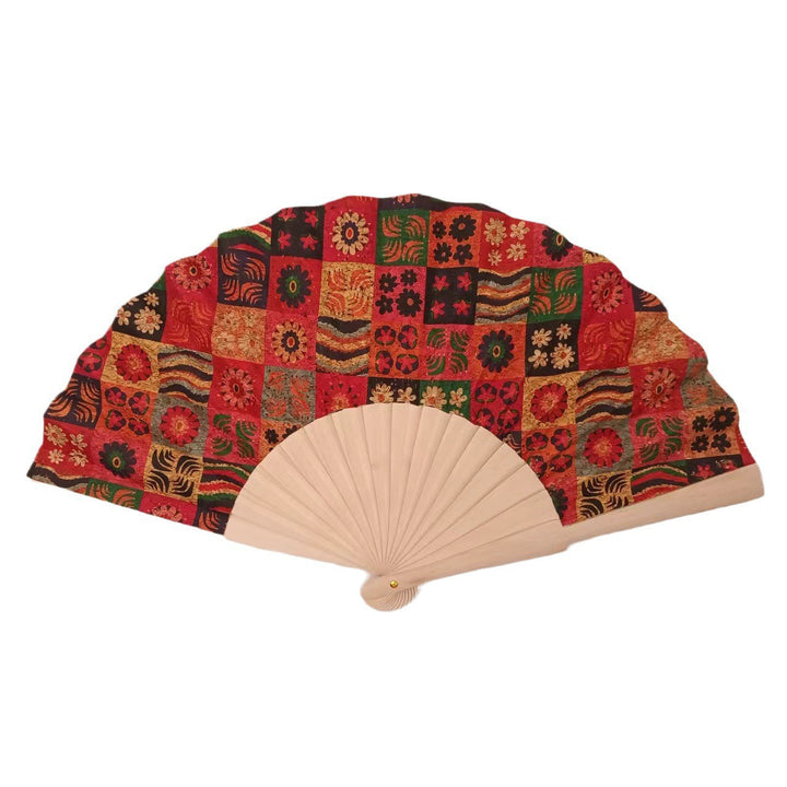 Ladies handcrafted fan made of cork and wood Stornfield