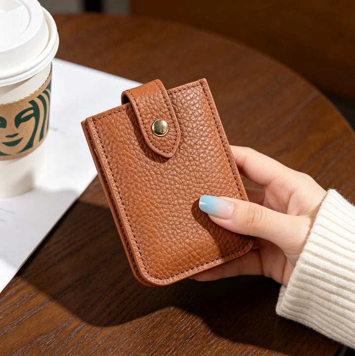 Textured Leather Cardholder with Snap Closure Stornfield