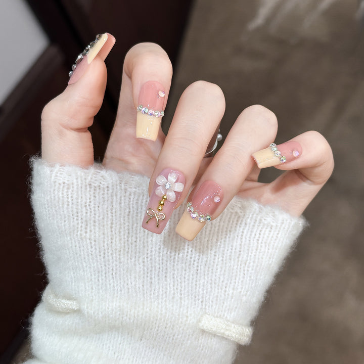 Decorative Nail Art Tips with Rhinestone Accents