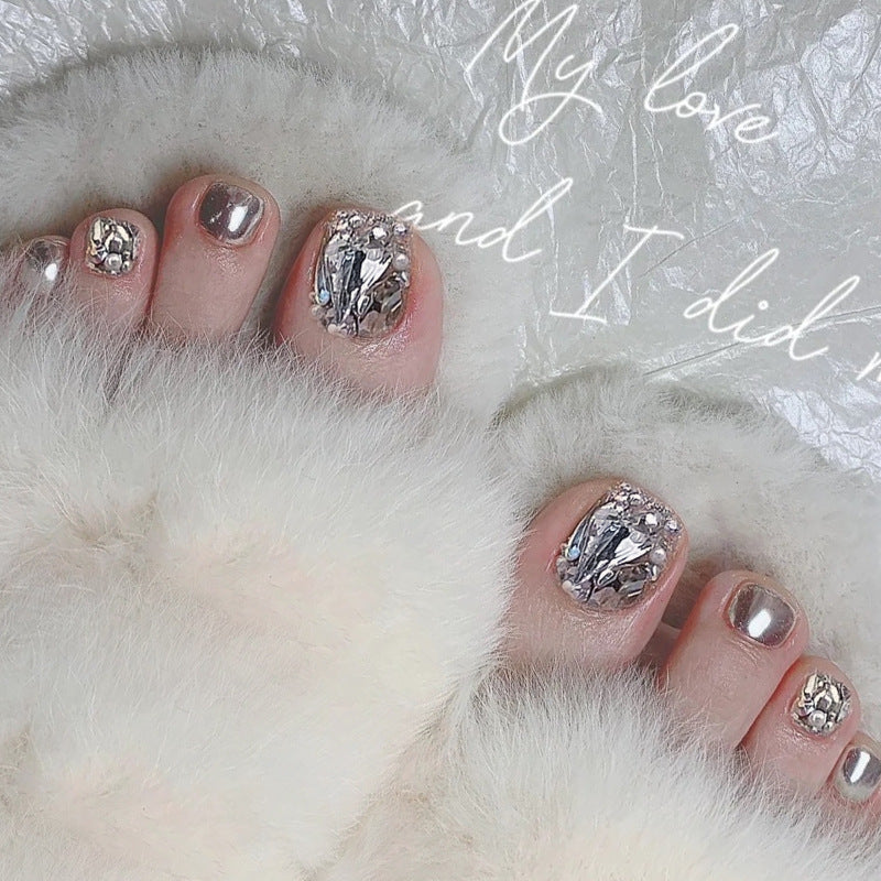 Premium Decorative Press-On Toenails with Crystal Accents Stornfield