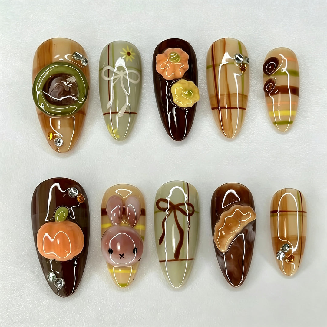 Artistic Seasonal-Themed Press-On Nail Art Set Stornfield