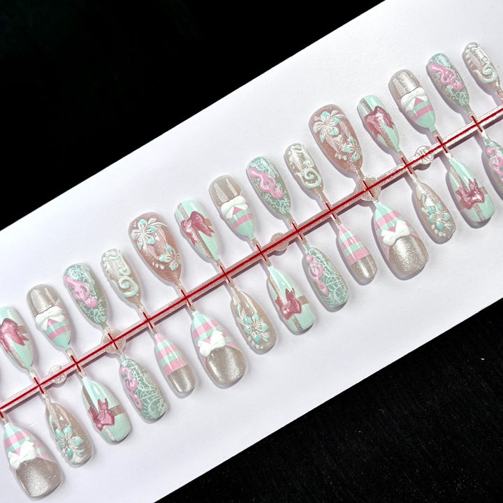 Tropical-Themed Artistic Press-On Nail Set