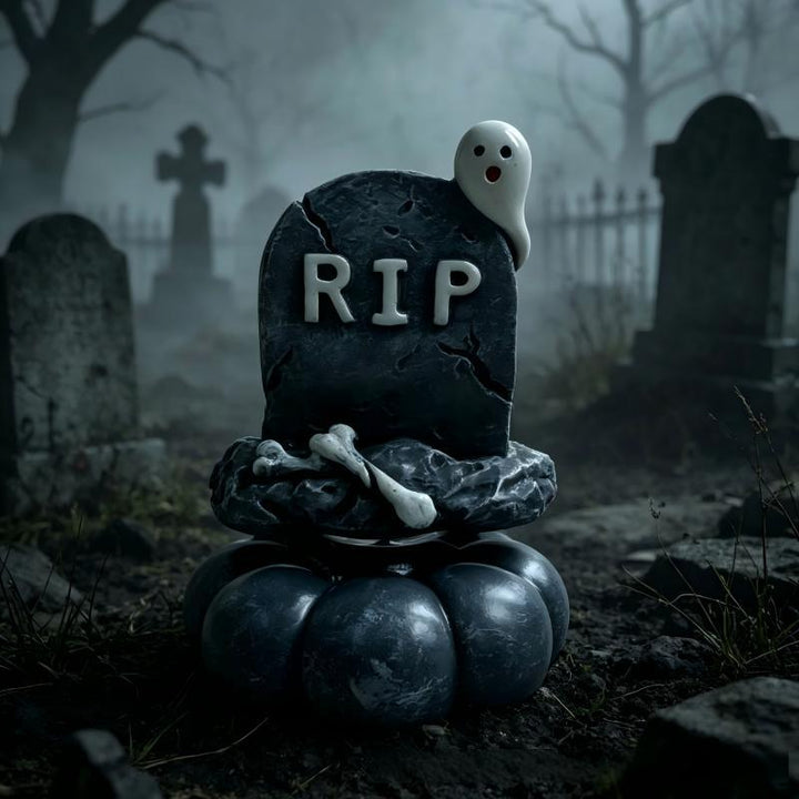 Decorative grave stone figure with ghost Stornfield