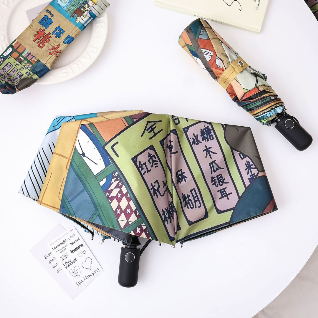Ladies innovative folding umbrella with unique graphic design Stornfield