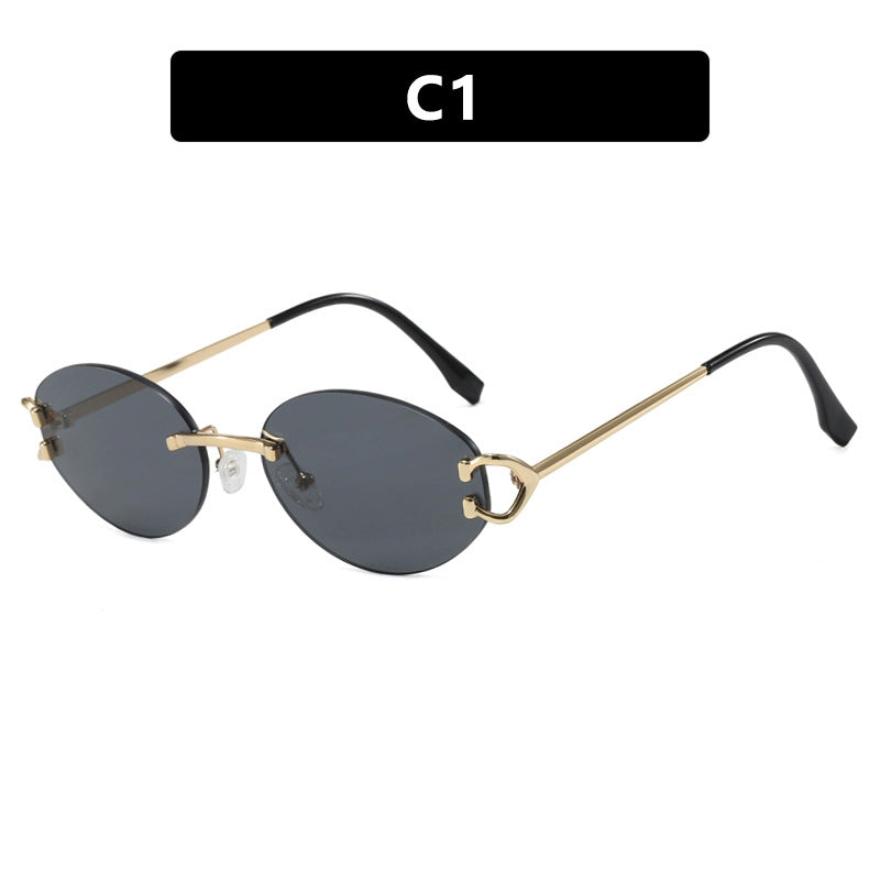 Women's elegant oval-shaped sunglasses with fashionable metal frame Stornfield