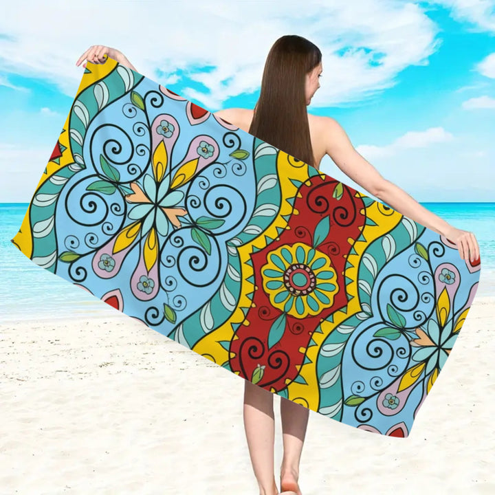 large beach towel with colorful butterfly design Stornfield