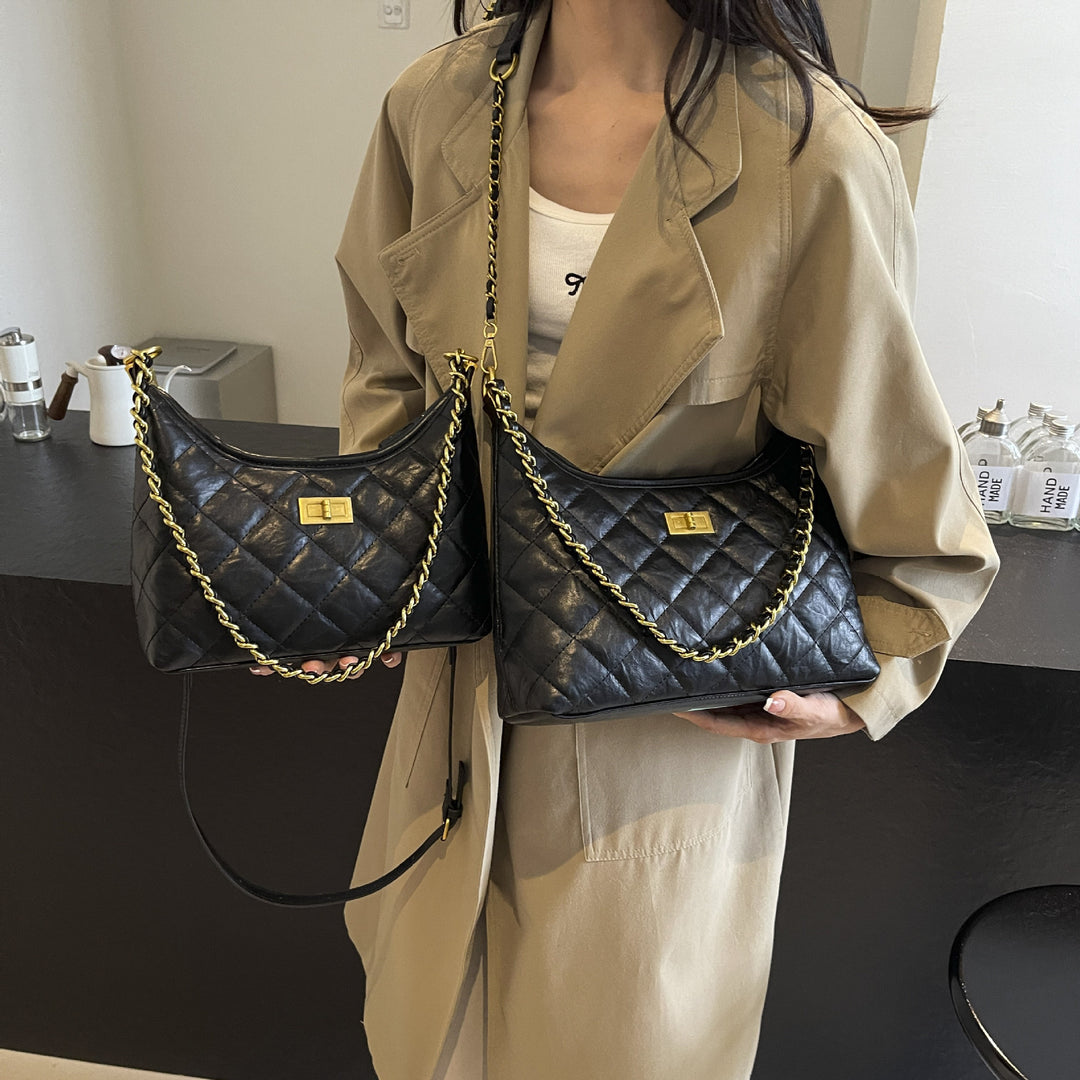 Quilted Chain-Handle Shoulder Bag