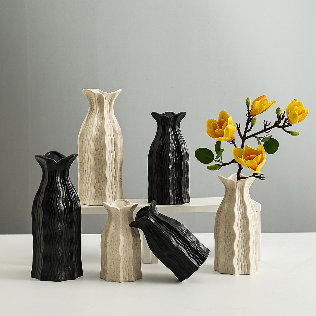 Artistic Fluted Ceramic Vase