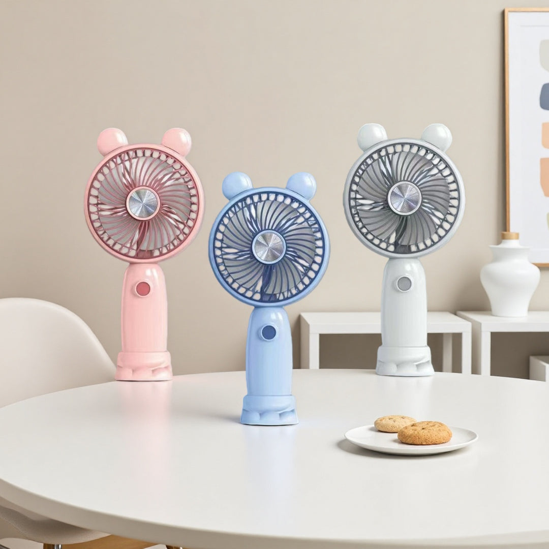 Ladies Portable Hand Fan in playful Bear Design Stornfield