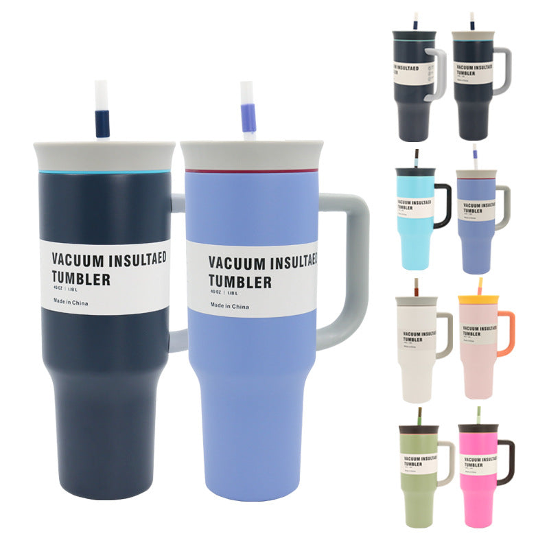 Women's Vacuum-Insulated Drinking Cup with Handle and Straw Stornfield