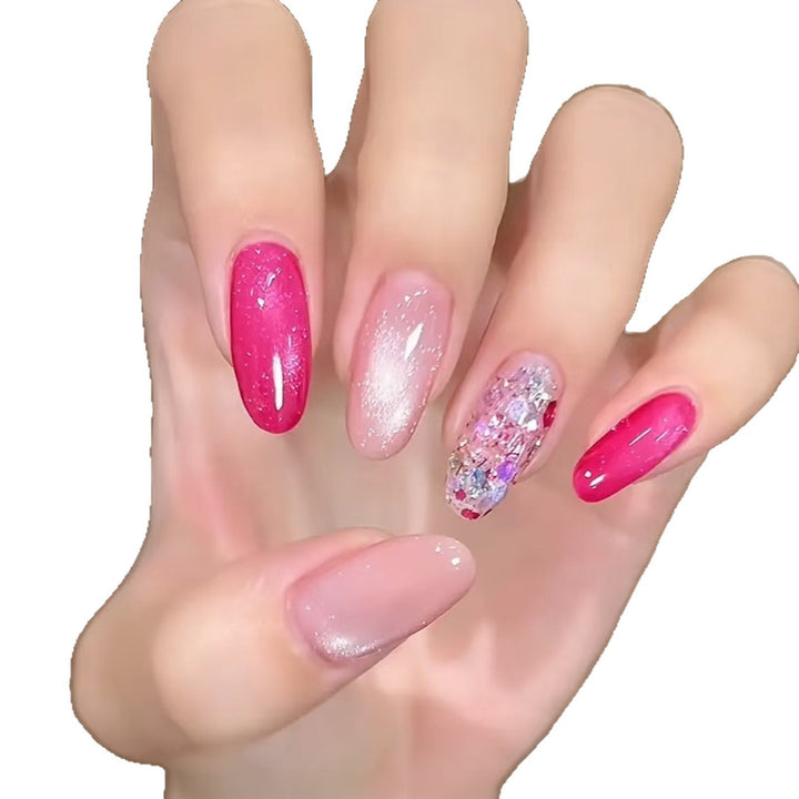 Glamorous Gel Nail Extensions with Rhinestone Accents