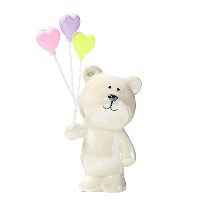 Cute ceramic bear figurine with balloons Stornfield