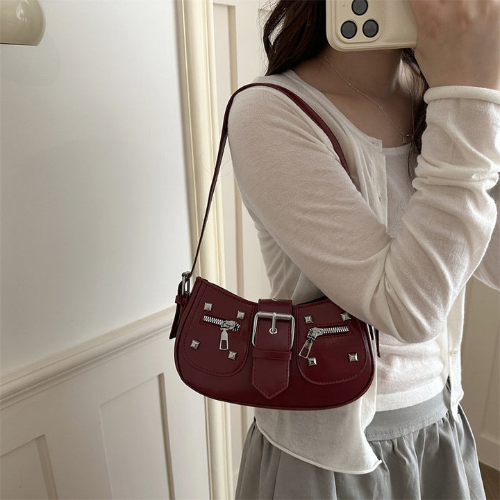 Stylish Studded Denim Handbag