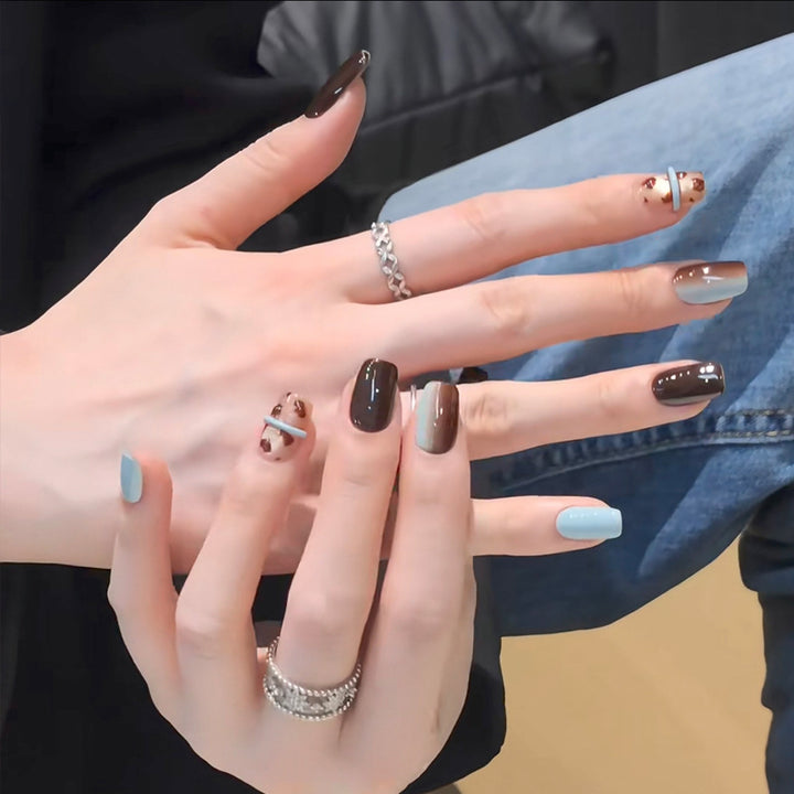 Artistic Press-On Nail Art Set with Unique Designs Stornfield