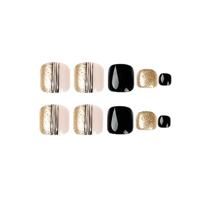 Exquisite toenail art with glitter and stripe design Stornfield