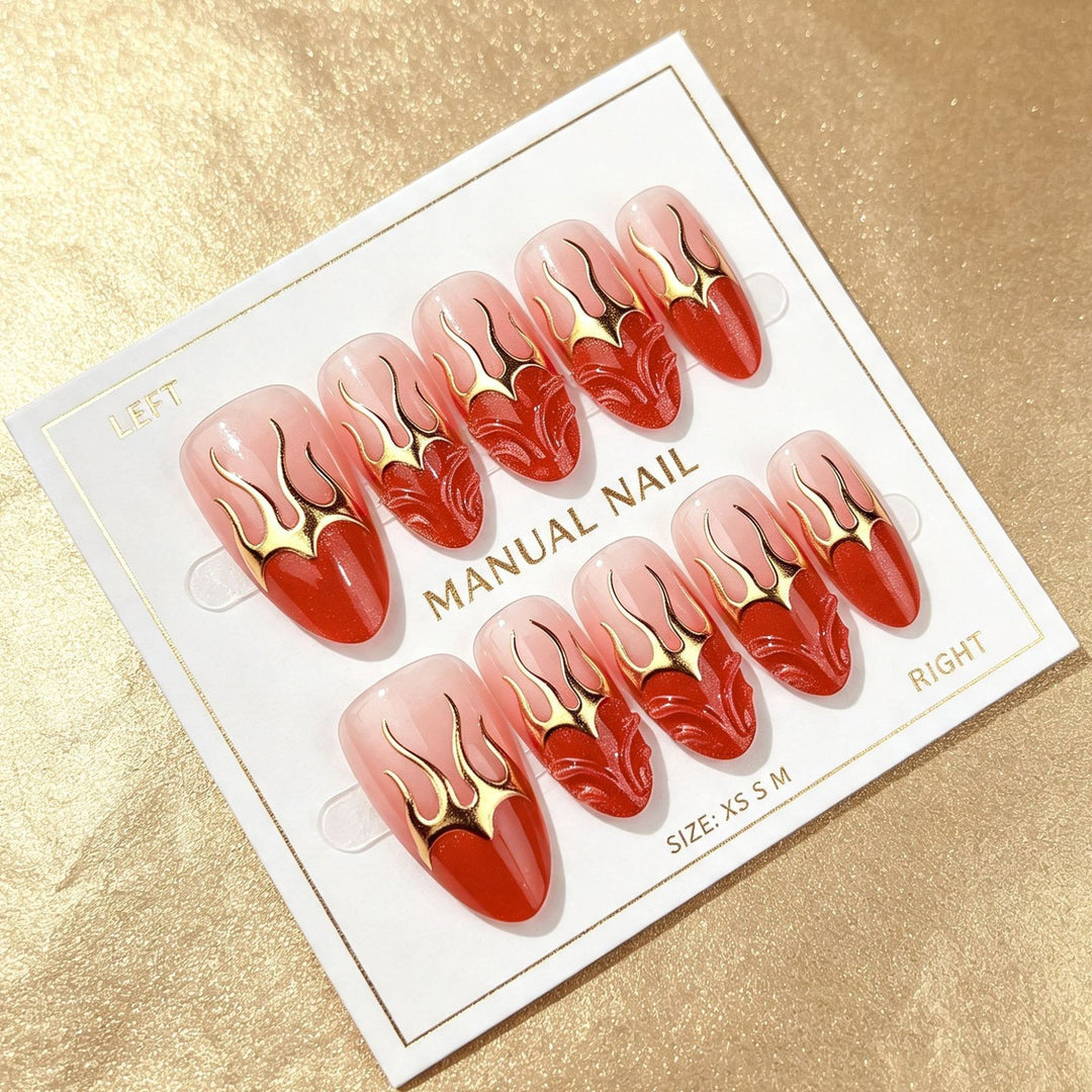 Gothic Flame Design Press-On Nails