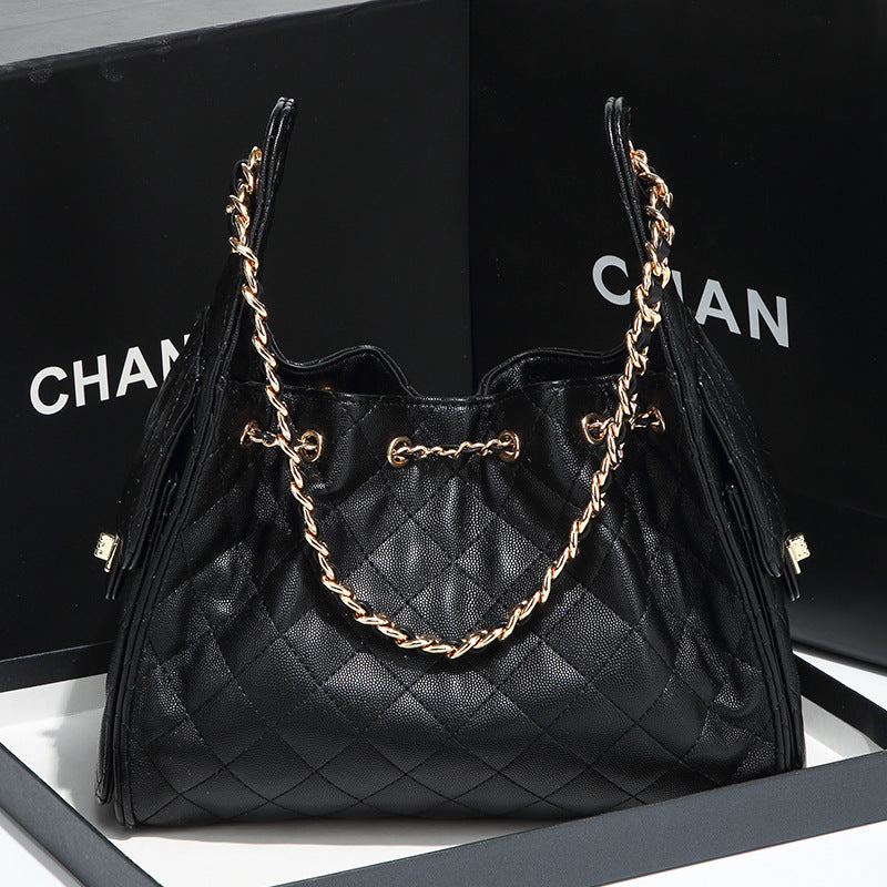 Quilted Drawstring Bucket Handbag