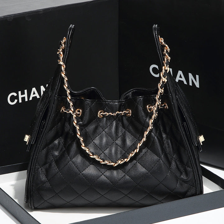 Quilted Drawstring Bucket Handbag