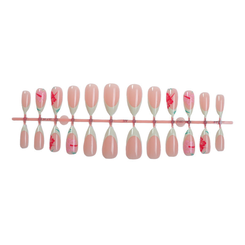 Acrylic nail set with stylish floral tips Stornfield