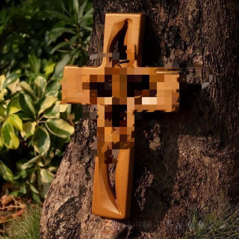 Wooden Heart-Embellished Cross Decoration Stornfield