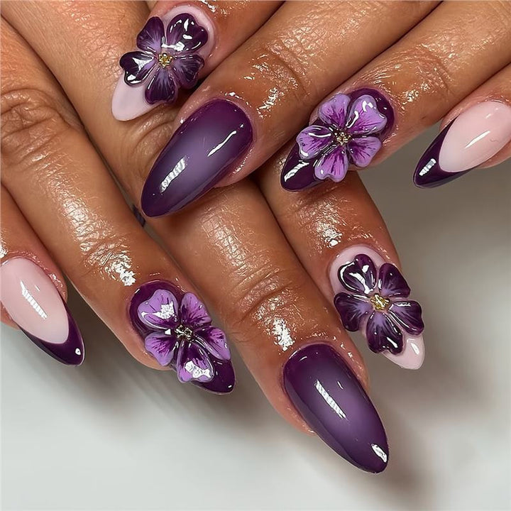 Artistic Floral Design Press-On Nail Set Stornfield