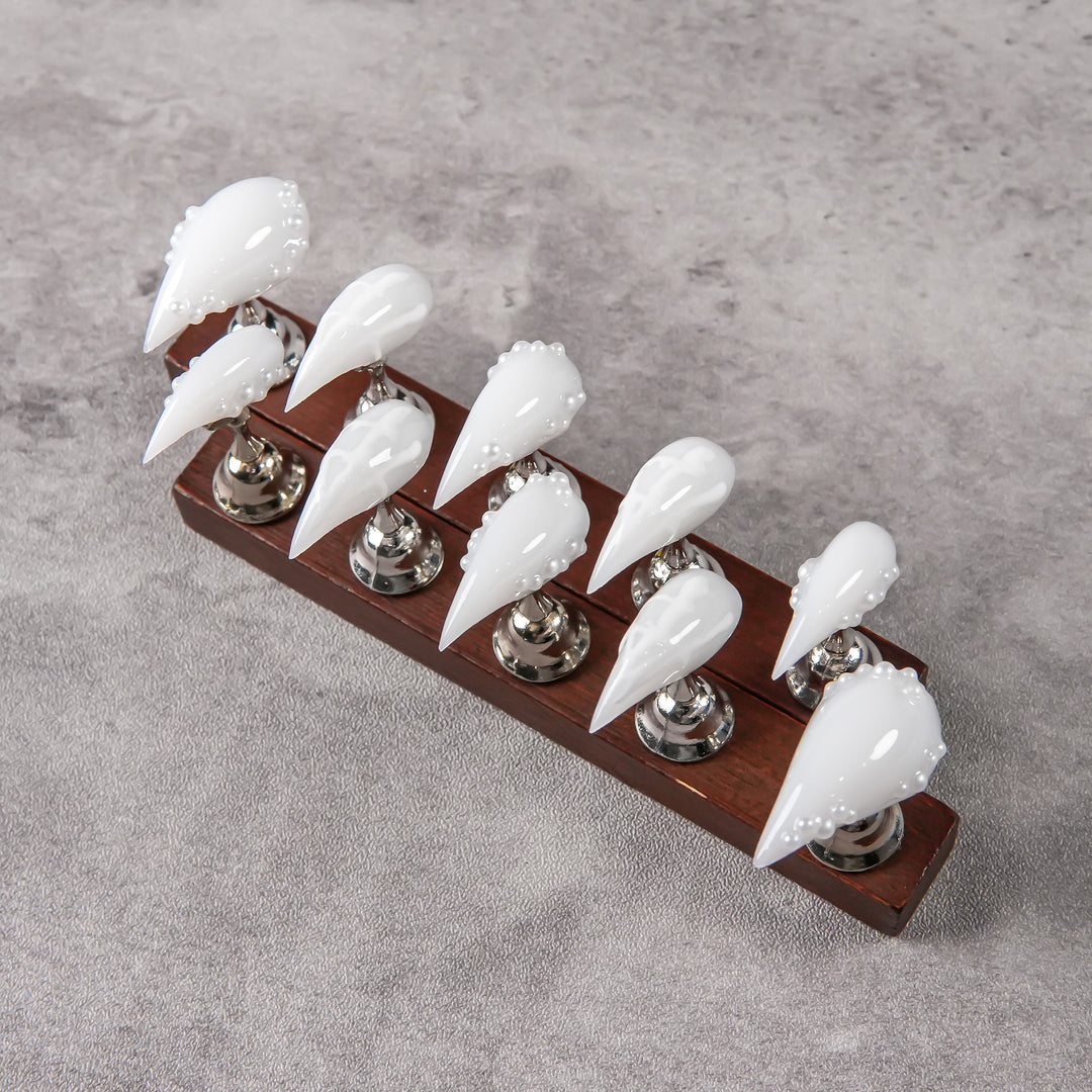 Elegant Stiletto Press-On Nails with Pearl Accents