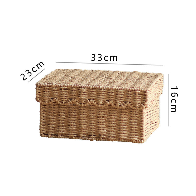Storage basket with lid and reed design Stornfield
