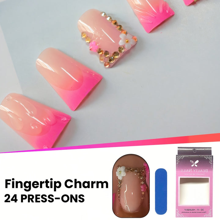 Elegant Floral Press-On Nails Stornfield